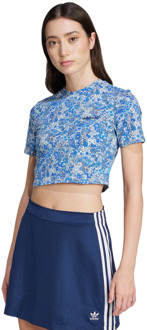 adidas Originals X Liberty London T-shirts Dames - Blauw - Maat 34 - Katoen Jersey Blue