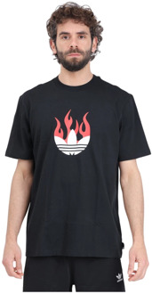 adidas Originals Zwarte Flames Logo T-shirt Adidas Originals , Black , Heren - 2Xl,Xl,L,M,S