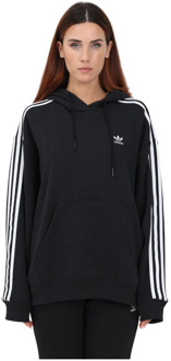 adidas Originals Zwarte hoodie met 3 strepen, Oversized pasvorm Adidas Originals , Black , Dames - L,S,Xs