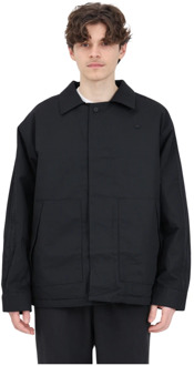 adidas Originals Zwarte jas met geribbelde kraag en knoopsluiting Adidas Originals , Black , Heren - Xl,L,M,S