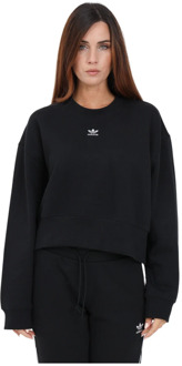 adidas Originals Zwarte Oversized Sweater met Geborduurd Logo Adidas Originals , Black , Dames - L,M,S,Xs