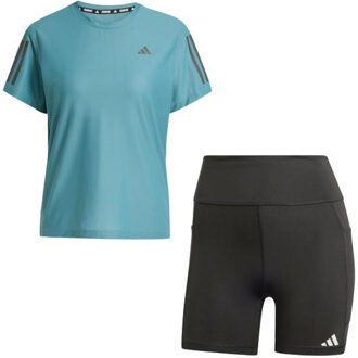 adidas OTR Tee Korte legging Set Dames donkergroen