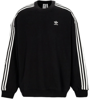 adidas Oversized Crewneck Sweatshirt - Klassieke Adicolor Adidas , Black , Dames - M,S
