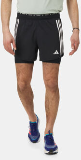 adidas Own the Run 3-Stripes 2-in-1 Short Zwart - XS