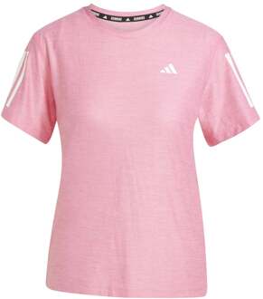 adidas Own The Run Hardloopshirt Dames-Pink,Wit - XS
