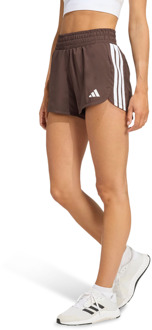 adidas Pacer Workout Woven High Rise Shorts Korte Broeken Dames - Bruin - Maat 32 - Poly Mesh Brown
