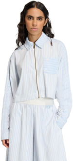 adidas Poplin Shirt T-shirts Dames - Blauw - Maat 40 - Nylon Blue