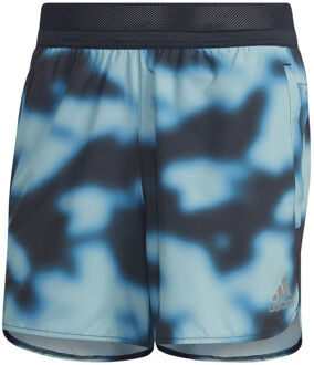 adidas run icons logo graphic aop hardloopshort zwart/blauw heren - S