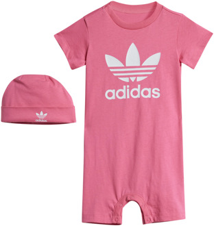 adidas Set Jumpsuit And Beanie Jumpsuits Baby - Roze - Maat 69 - 74 CM - Katoen Jersey Pink