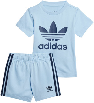 adidas Shorts Tee Set Trainingspakken Baby - Blauw - Maat 63 - 68 CM - Katoen Jersey Blue