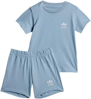 adidas Shorts Tee Set Trainingspakken Baby - Blauw - Maat 81 - 86 CM - Katoen Jersey Blue