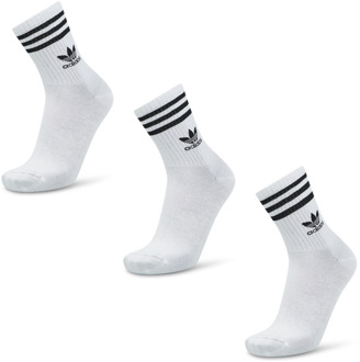 adidas Solid Crew 3 Pack Sokken Unisex - Wit - Maat 40-42 White