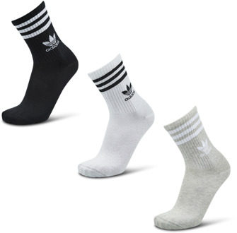 adidas Solid Crew 3 Pack Sokken Unisex - Wit - Maat 43-45 White