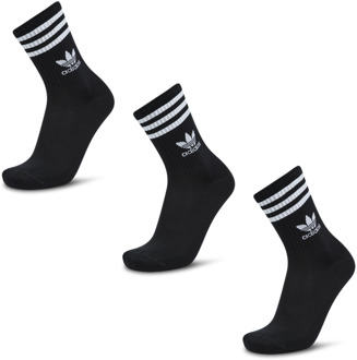adidas Solid Crew 3 Pack Sokken Unisex - Zwart - Maat 37-39 Black
