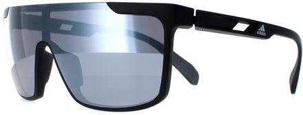 adidas SP0020 02C matzwarte contrasterende spiegelzilvere zonnebril