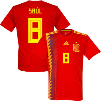 adidas Spanje Shirt Thuis 2018-2019 + Saul 8 (Fan Style) - 58