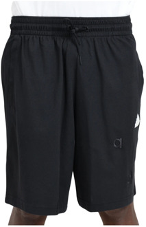 adidas Sportieve Zwarte Logo Patch Shorts Adidas , Black , Heren - 2Xl,Xl,M,S,Xs