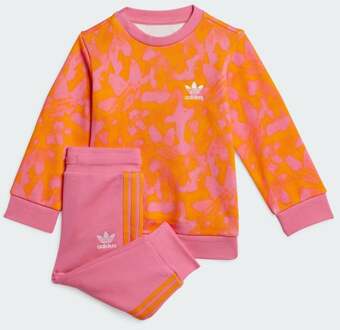 adidas Summer Allover Print Crew Set - Baby Tracksuits Orange - 63 - 68 CM