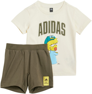 adidas The Simpsons Tee Set Trainingspakken Baby - Wit - Maat 81 - 86 CM - Katoen Jersey White