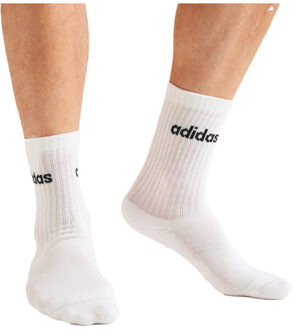 adidas Unisex linear crew sokken voor volwassenen (set van 3) Wit - 43-46