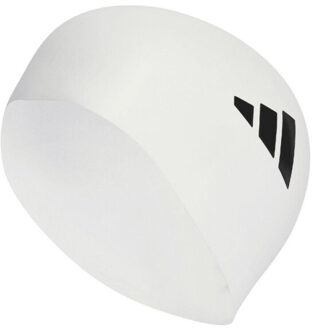adidas Unisex volwassen badmuts met 3 strepen Wit - One size