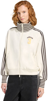 adidas Vintage Bb Tt Striped Rib Track Top Jassen Dames - Wit - Maat 34 - Katoen Jersey White