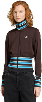 adidas Vintage Tt High Knitted Ribs Top Trainingspakken Dames - Bruin - Maat 44 - Poly Mesh Brown
