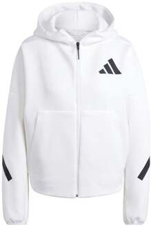 adidas Witte Zip-Through Hoodie voor Vrouwen Adidas , White , Dames - L,M,S,Xs