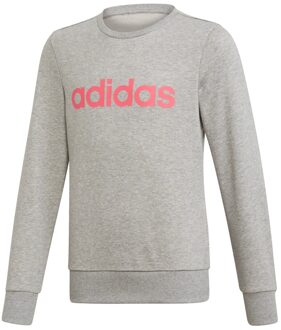 adidas YG E Lin Sweat Meisjes Sporttrui - Medium Grey Heather/Real Pink S18 - Maat 128 