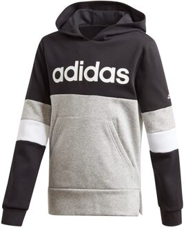 adidas Young Boys Linear Colorblock Hooded Fleece Sweater - Zwart - Kinderen - maat  116