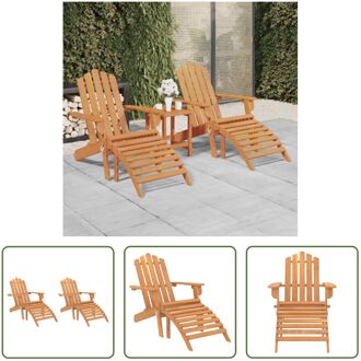 Adirondack houten tuinstoel - massief acaciahout - incl - voetensteun - 75 x 84 x 90 cm - Bruin