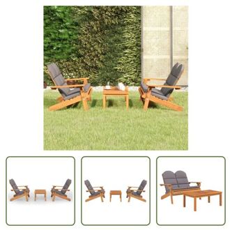 Adirondack loungeset - Acaciahout - Inklapbaar - 126x84x90 cm - Inclusief kussens Bruin