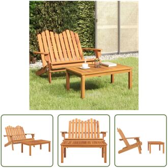 Adirondack loungeset - massief acaciahout - inklapbaar - tuinbank 126x84x90 cm - salontafel 90x50x36 Bruin