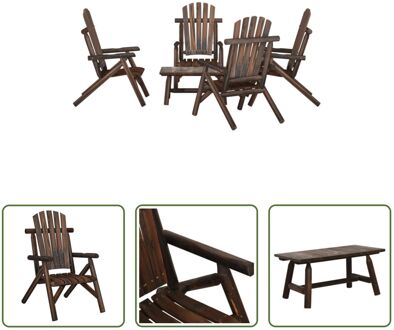 Adirondack loungeset van massief vurenhout - 68x86x103 cm - waterbestendig hoes - geschikt voor Bruin