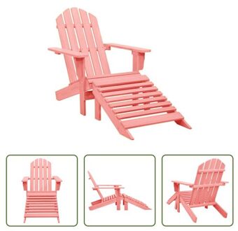 Adirondack stoel - Massief vurenhout - Roze - 70x147.5x88.5cm - Met voetenbank