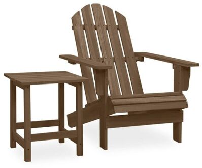 Adirondack stoel met tafeltje - bruin - massief vurenhout - 69.5 x 86.5 x 89.5 cm - tafel 40 x 40 x 45