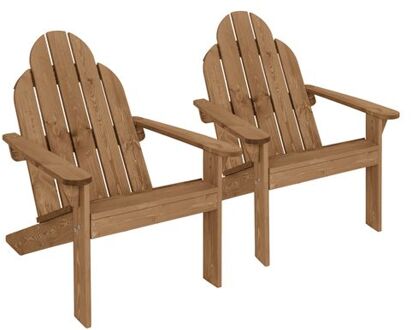 Adirondack stoel set van 2 gemaakt van massief dennenhout, 92,5x70x89 cm, bruin, tuinstoel met rugleuning