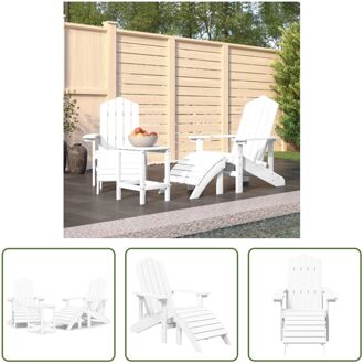 Adirondack Tuinmeubelset - 2 tuinstoelen - voetenbank en tafel - Wit - HDPE-materiaal