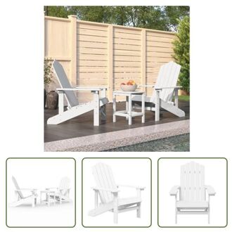 Adirondack Tuinstoel en Tafelset - HDPE - Wit - 73x83x92 cm