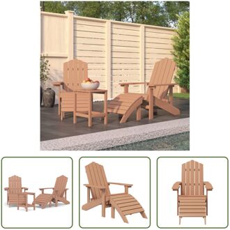 Adirondack Tuinstoelen - HDPE - Bruin - Inclusief Voetenbank en Tafel