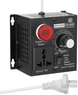 Adjuatable Dimmer NHT-4000W Variabele Spanning Controller Scr Voltage Regulator Ac 220 V Compact Snelheid Temperatuur Licht Voltage US plug