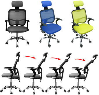 Adjustable Executive Office Chair Computer Chair Mesh Seat Fabric High Back Relaxing Head Pad Boss Chair 360 Degree Swivel Wheel