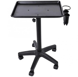 Adjustable Height Aluminium Hair Salon Instrument Tray Trolley With 2 cups and 1 metal ring for salons shops stores Trolley Tray