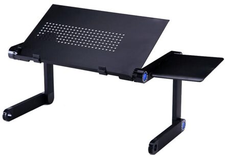 Adjustable Laptop Stand Portable Folding Computer Desk with Side Mount Mouse Pad (Black)