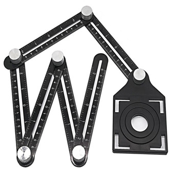 Adjustable Protractor Tile Hole Locator 6-side Folding Angle Measuring Ruler Angle Finder for Drilling Guide Tiling Hole