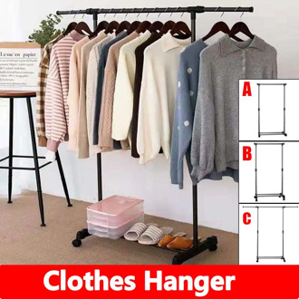Adjustable Rolling Clothes Hanger Coat Rack Floor Hanger Storage Multi-function Wardrobe Clothing Drying Racks With Wheels