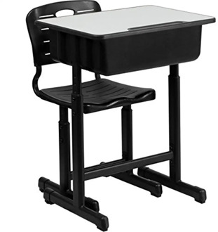 Adjustable Students Desk And Chairs Set Multifunctional Home Storage Shelf Children Desk And Chairs Sets Black Kid Study Table