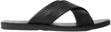 Adriano Sliders - Handgemaakte Italiaanse leren sandalen Scarosso , Black , Heren - 44 Eu,42 Eu,39 Eu,40 EU