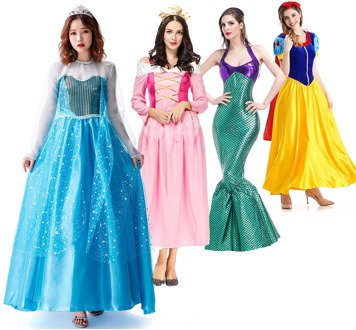 Adult Cosplay Gown Woman Ana Elza Sleeping Beauty Girls Costume Party Dress Princess Belle Arier Snow white Cendrillon Dress
