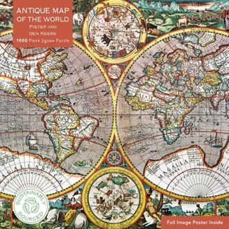 Adult Jigsaw Puzzle Pieter Van Den Keere: Antique Map Of The World -  Flame Tree Studio (ISBN: 9781839648601)
